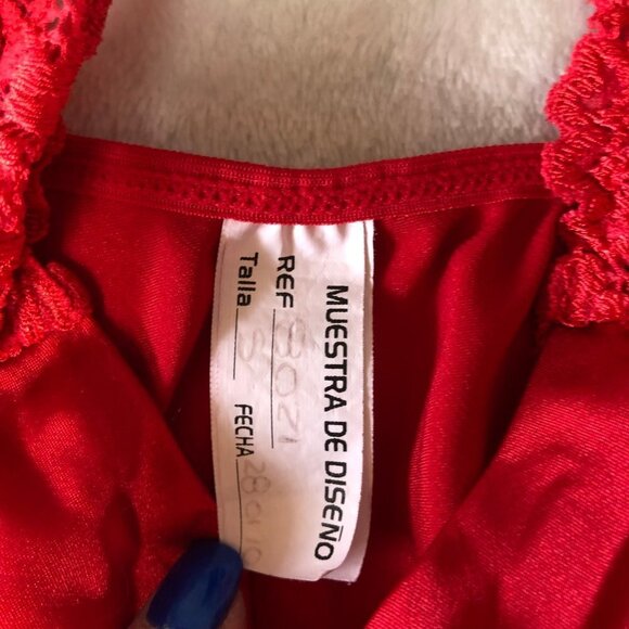 Red Satin Baby Doll Chemise Tie Front Size Small/Medium - Picture 5 of 9